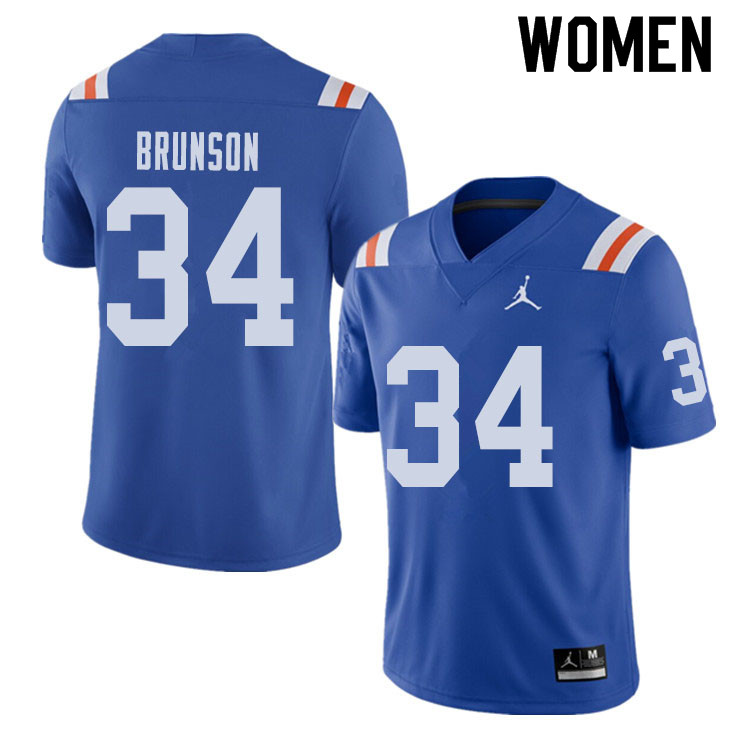 Jordan Brand Women #34 Lacedrick Brunson Florida Gators Throwback Alternate College Football Jerseys